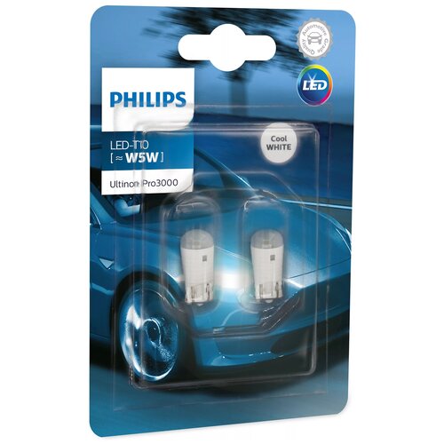 Лампа автомобильная светодиодная Philips Ultinon Pro3000 SI 11961U30CWB2 W5W 12V 0.6W 2 шт.