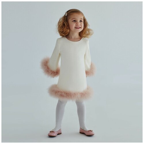 фото Платье молочное из хлопка с пухом марабу evika kids