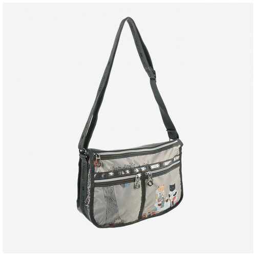 Сумка багет Minigirl, фактура гладкая, серый