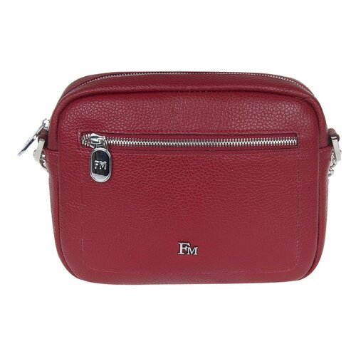 фото Сумка женская кроссбоди из натуральной кожи, на плечо, городская, небольшая, на цепочке, без рисунка, на каждый день, классическая, красная, кожаная, franchesco mariscotti