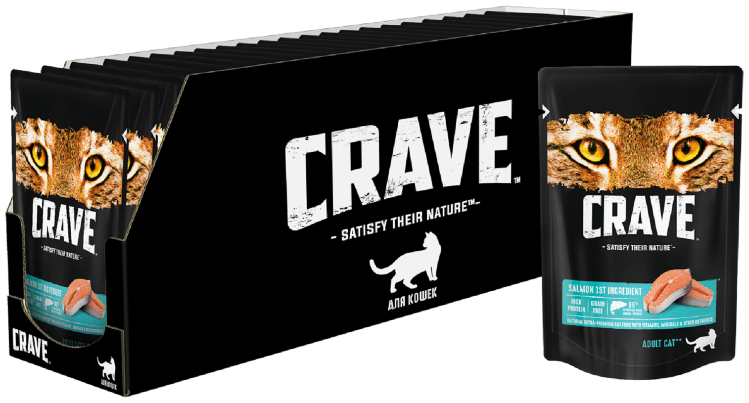 Корм консервированный полнорационный CRAVE для взрослых кошек