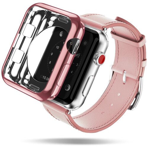 Чехол силиконовый Dux Ducis для Apple Watch 40 мм (2 шт ), розовый/прозрачный ремешок для apple watch 38 мм 40 мм 41 мм dux ducis sport version бежевый розовый