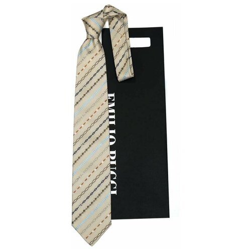 Разнообразная полоска на бежевом галстуке Emilio Pucci 848364 фото