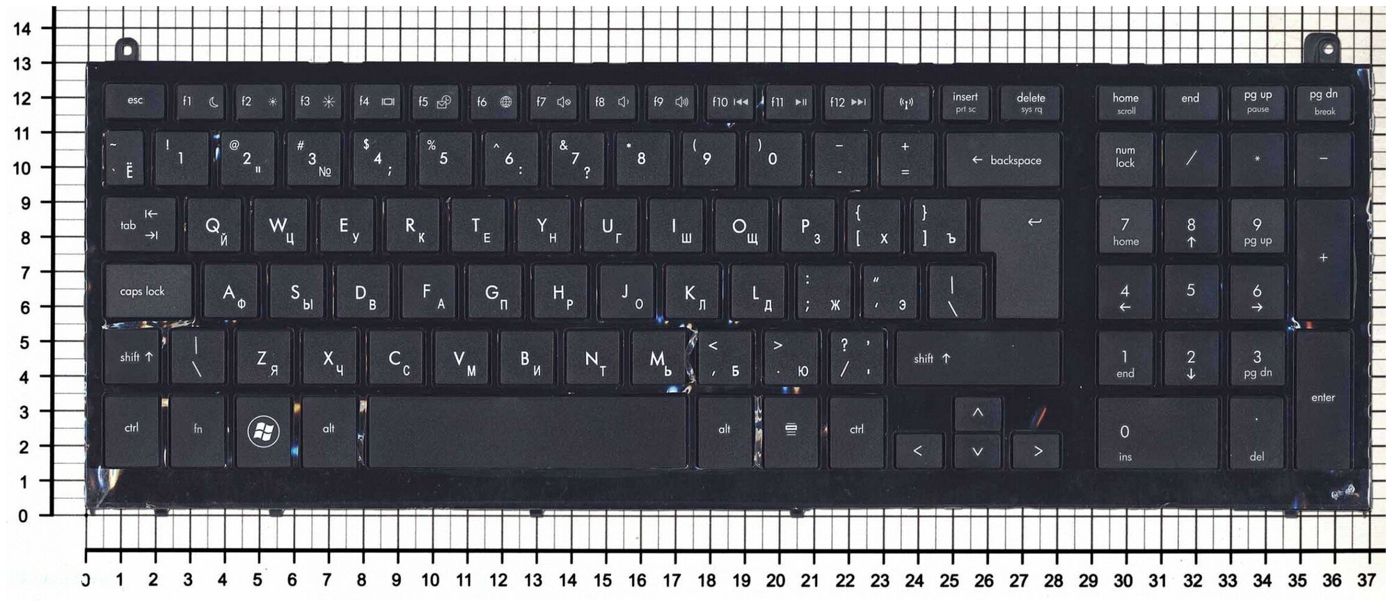 Клавиатура для ноутбука HP NSK-HN1SW черная c рамкой