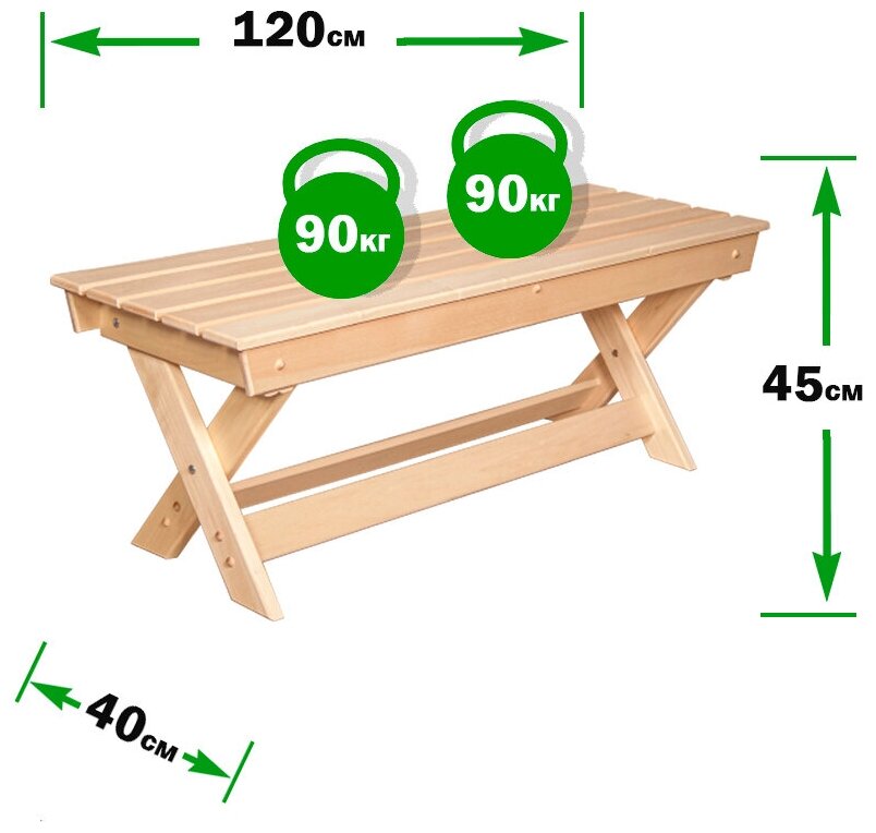 EVITAmeb / Лавка складная массив сосны / лавка кухонная / лавка деревянная / лавка садовая / лавка для дачи / скамья садовая - фотография № 11