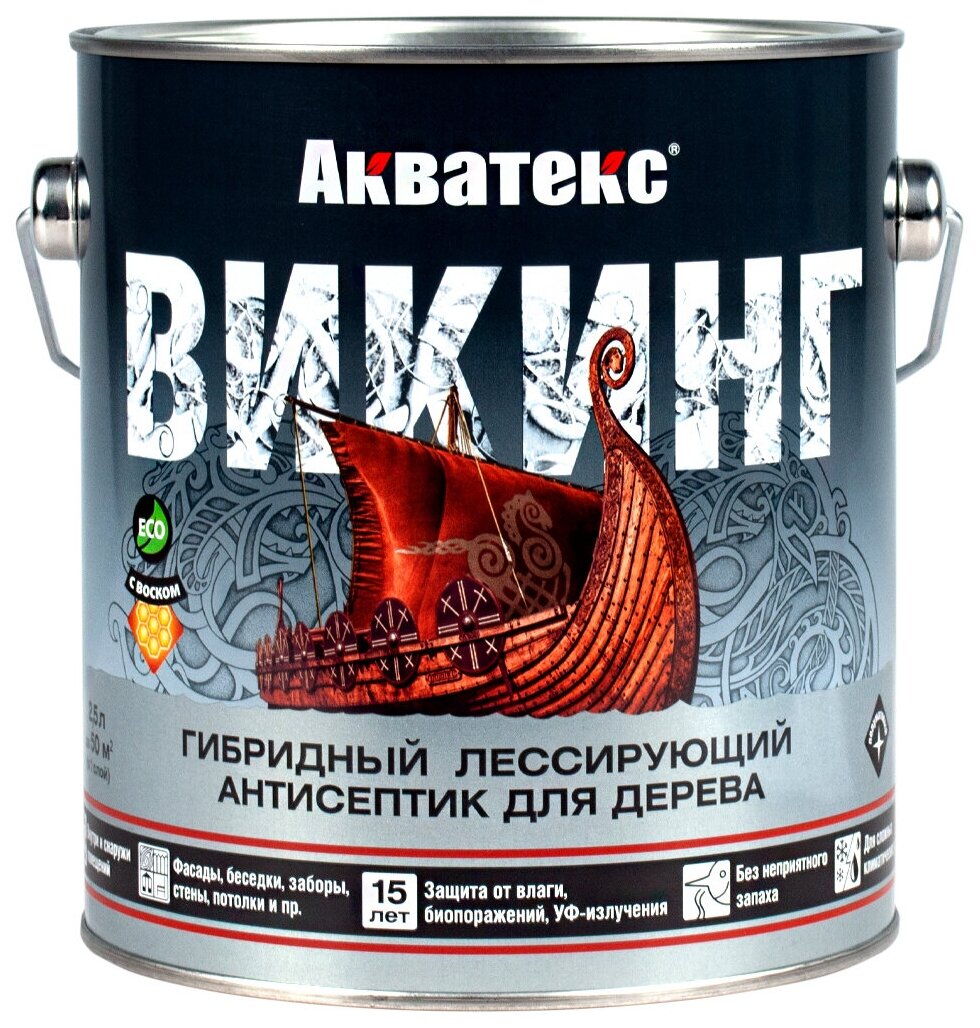 антисептик акватекс викинг для дерева палисандр 2,5л - фото №1