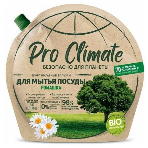 PRO CLIMATE Бальзам для мытья посуды Ромашка, биоразлагаемый сменный блок, 0.7 л, 0.7 кг