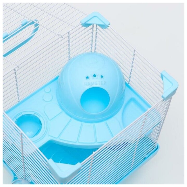 Клетка для грызунов укомплектованная, 23 х 19 х 28 см, голубая - фотография № 11