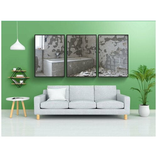 фото Набор модулных постеров для интерьера "ванна, отремонтировать, стена" 60x90 см. в тубусе, без рамки lotsprints