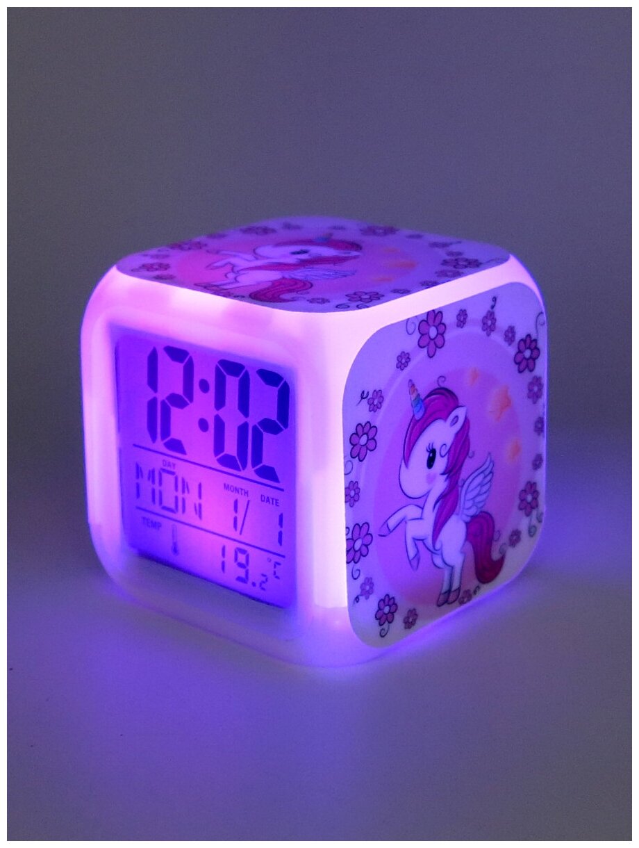 Часы-будильник Единорог с подсветкой №14 - фотография № 3