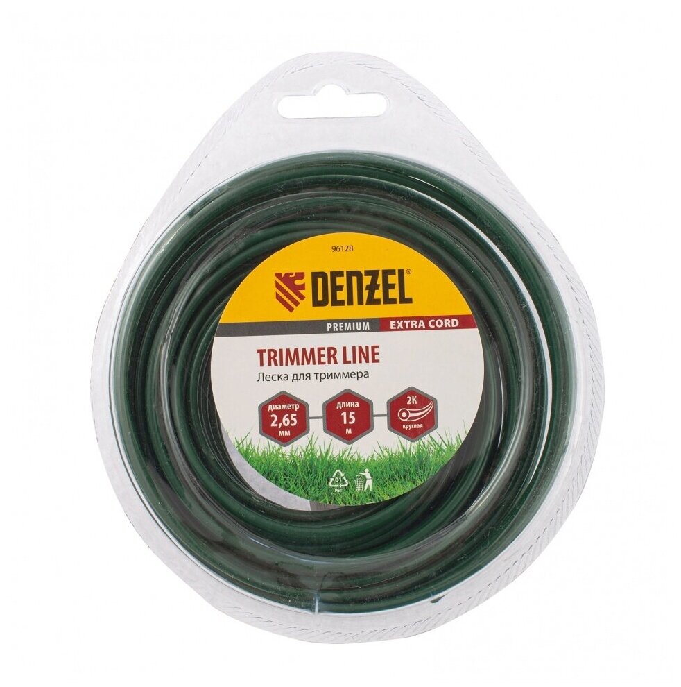 фото Леска для триммера двухкомпонентная Denzel круглая 2 65мм 15 м EXTRA CORD 96128