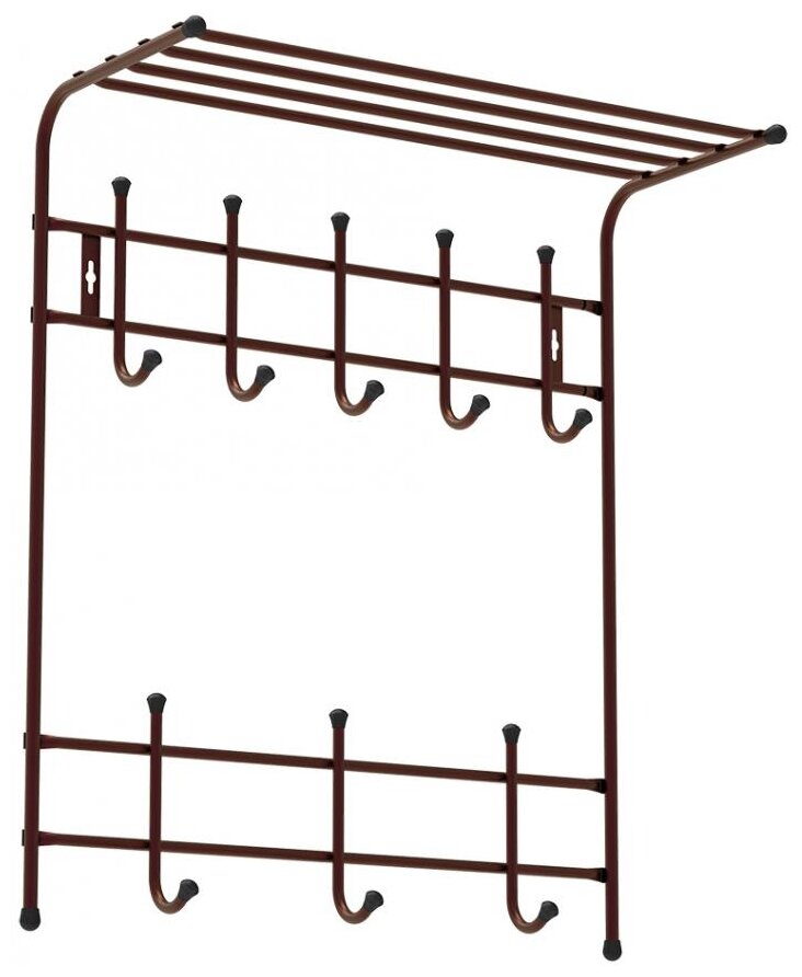 Вешалка с полкой настенная металлическая на 8 крючков ВПТ8 медный антик