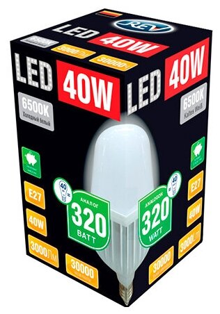 REV Лампа LED E27 40Вт 6500К REV