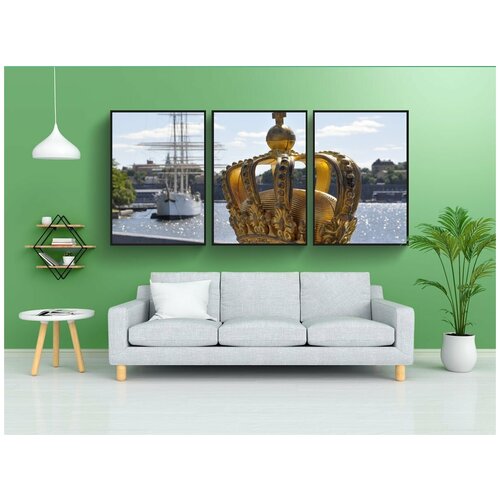 фото Набор модулных постеров для интерьера "стокгольм, мост, парусное судно" 60x90 см. в тубусе, без рамки lotsprints