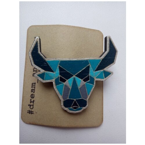 Брошь Медицинский Мир, дерево, синий