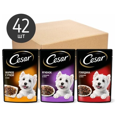 Cesar Мультипак Набор корм консервы для собак три вкуса, желе 42х85гр