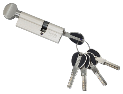Цилиндровый механизм, никель MSM LIV (личинка для замка) Перфорированный ключ-вертушка CW55/35 мм