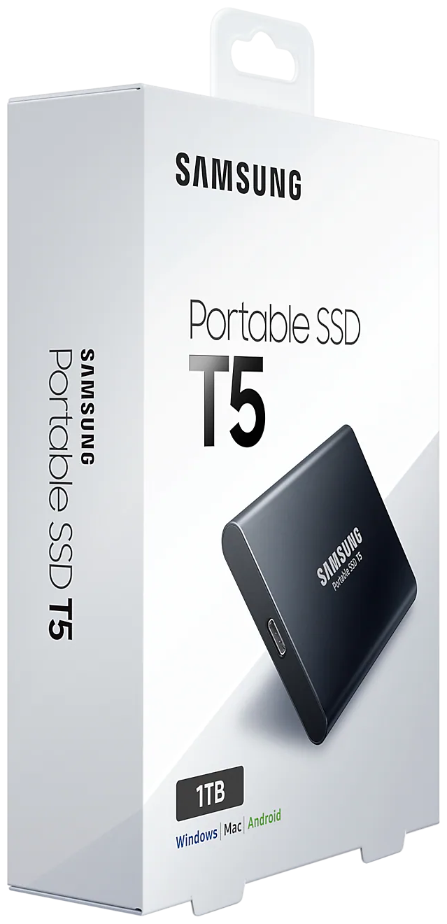 2 ТБ Внешний портативный твердотельный SSD накопитель Samsung T5 (MU-PA2T0B/WW) USB 3.1, черный