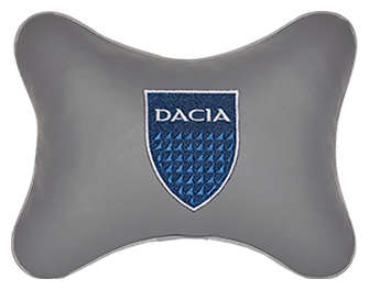 Подушка на подголовник экокожа L.Grey с логотипом автомобиля DACIA