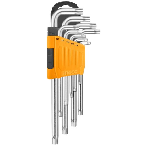 Набор имбусовых ключей INGCO HHK13091, 9 предм., черно-оранжевый ключ шарнирный двухсторонний torx t25 t27