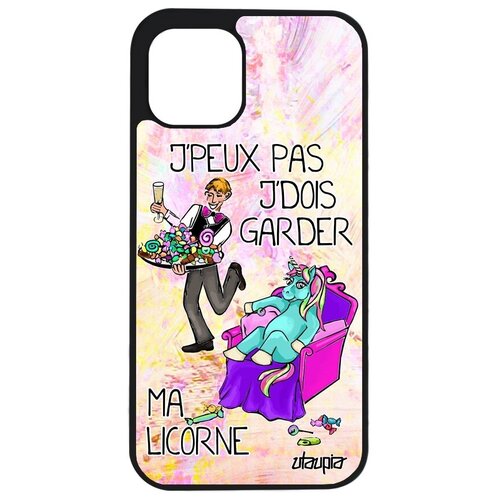 фото Красивый чехол для мобильного // apple iphone 12 pro // "не могу - сижу с единорогом!" картинка прикольный, utaupia, светло- розовый