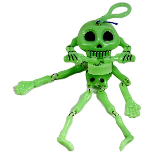 Брелок танцующий скелет с барабанами, заводной светящийся скелет