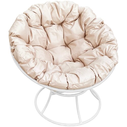 Кресло «Папасан» белое/бежевая без ротанга