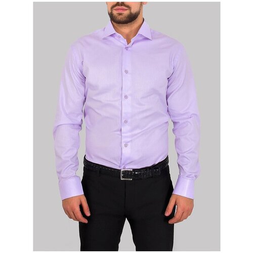 фото Рубашка мужская длинный рукав greg 713/191/8046/z_gb, полуприталенный силуэт / regular fit, цвет сиреневый, рост 164-172, размер ворота 38