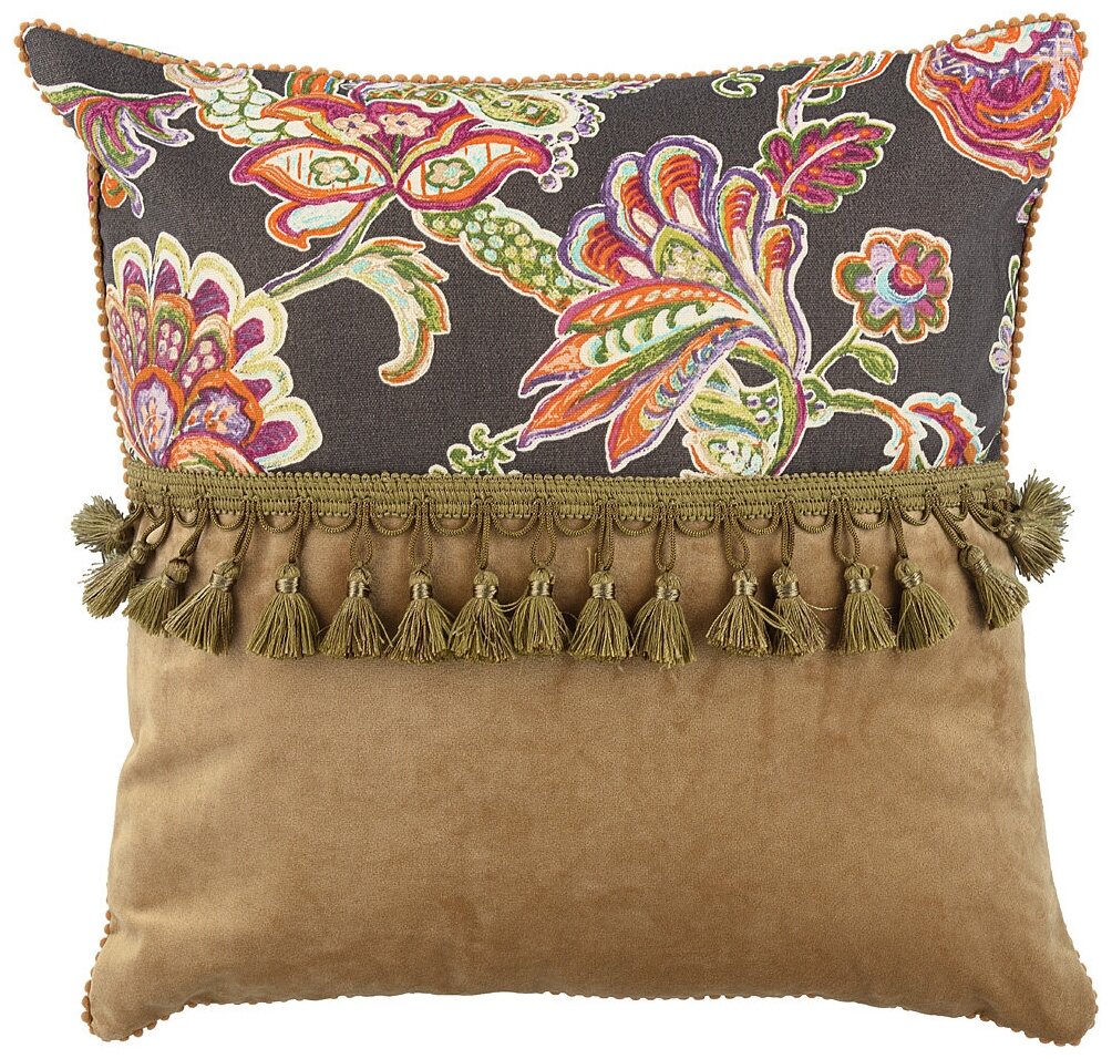 фото Подушка Santalino Моринга, 45*45 см, 100% х/б, серый\золото (850-868-6)