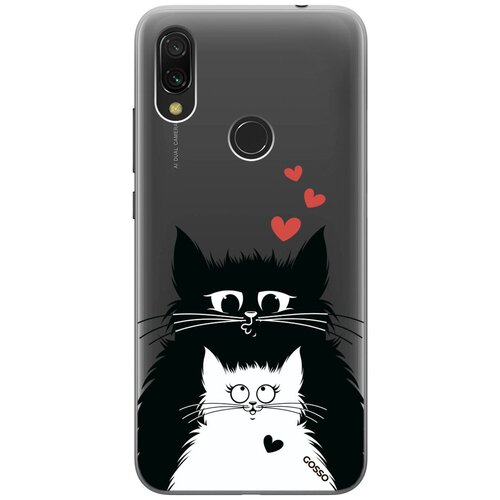 Ультратонкий силиконовый чехол-накладка Transparent для Xiaomi Redmi 7 с 3D принтом Cats in Love ультратонкий силиконовый чехол накладка clearview 3d для xiaomi redmi 9c с принтом cats in love