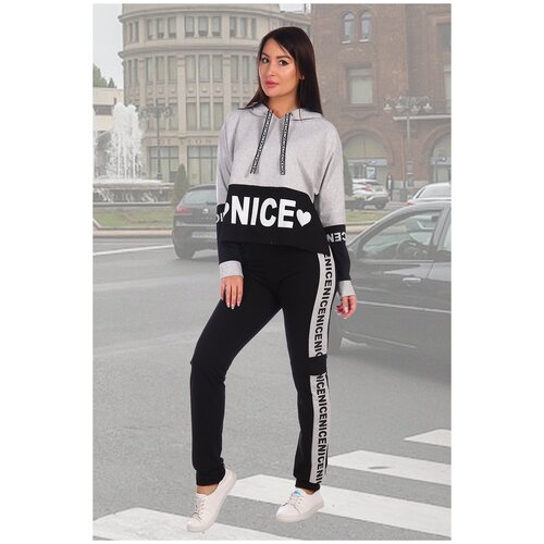 фото Спортивный женский костюм, 46 размер, футер, серый натали