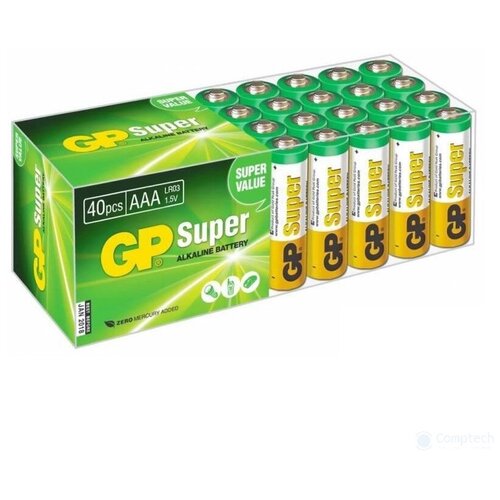 Gp Super Alkaline 24A-B40 LR03, AAA 40 шт. в уп-ке