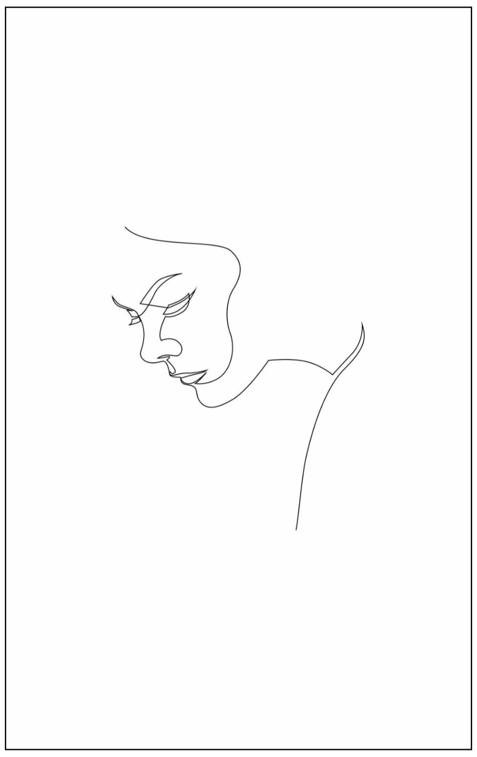Постер / Плакат / Картина на холсте Линии - Силуэт женского лица 40x50 см в подарочном тубусе