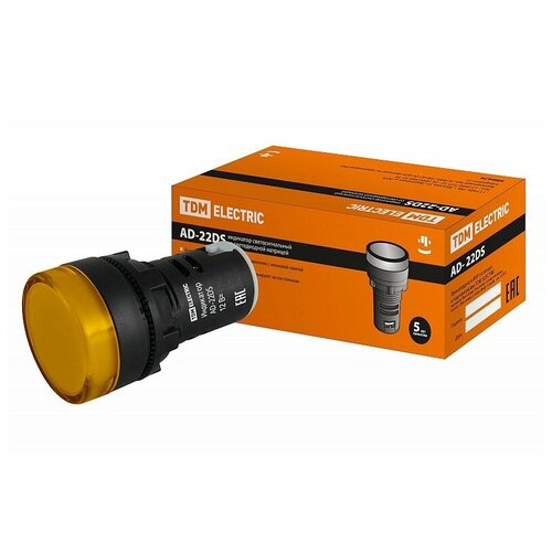 фото Лампа ad-22ds(led)матрица d22мм желтый 12в ac/dc tdm, цена за 1 шт tdm еlectric