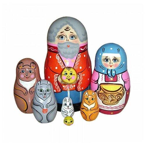 фото Деревянная игрушка русская народная игрушка (рни) матрешка колобок 7 фигурок