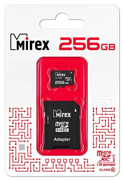 Карта памяти microSDХC с адаптером MIREX 256GB (UHS-I,U3 class 10)