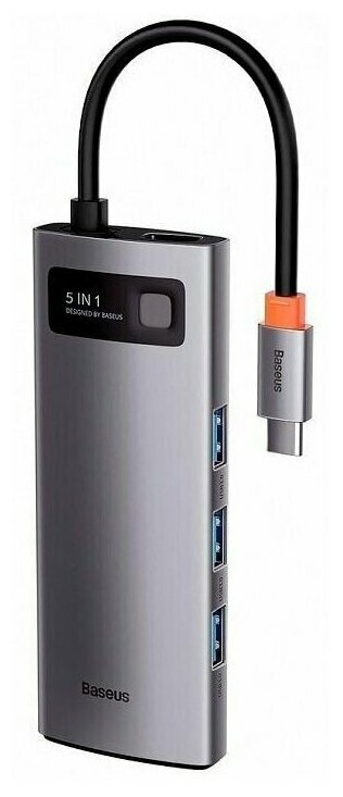 USB-хаб Baseus Metal Gleam Series 5-in-1 Multifunctional Type-C хаб серый серый