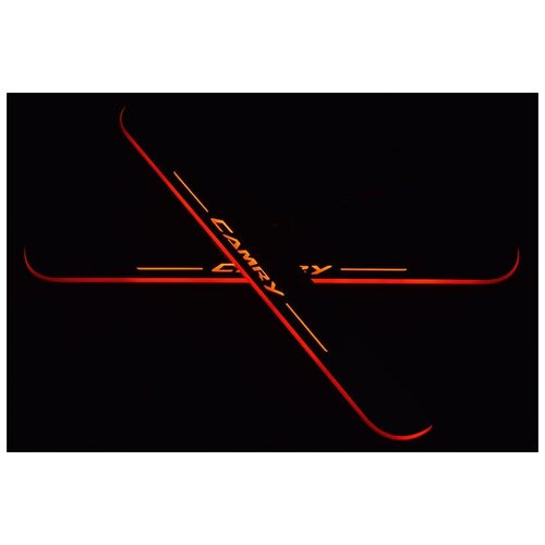 фото Накладки на пороги premium для toyota camry (2014-2017) (красная подсветка, 2шт.) autonew16