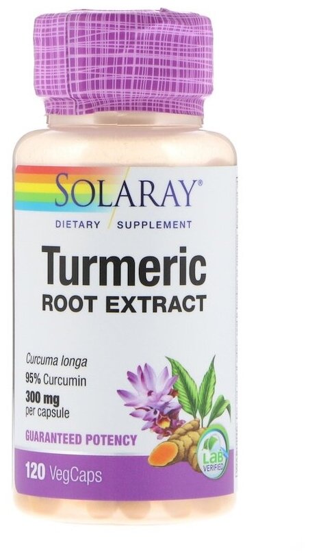 Капсулы Solaray Turmeric Root Extract, 120 шт.