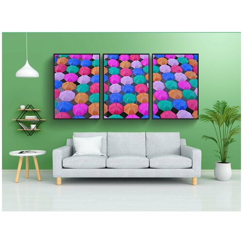 фото Набор модулных постеров для интерьера "зонтик, цвет, цвета" 60x90 см. в тубусе, без рамки lotsprints