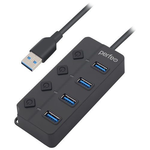 USB-HUB Perfeo 4 Port, 3.0 (PF-H032 Black) чёрный