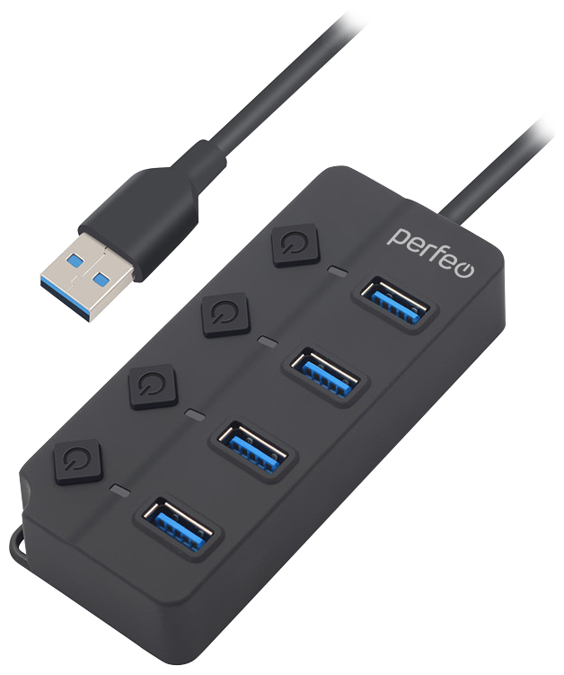 USB-HUB Perfeo 4 Port, 3.0 (PF-H032 Black) чёрный