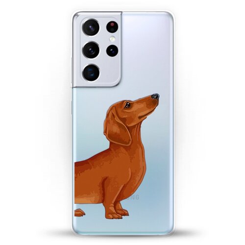 фото Силиконовый чехол коричневая такса на samsung galaxy s21 ultra andy & paul