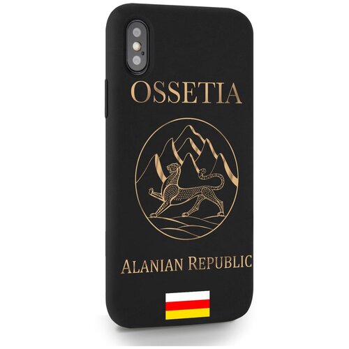 фото Черный силиконовый чехол musthavecase для iphone x/xs золотой герб северной осетии для айфон 10/10c противоударный