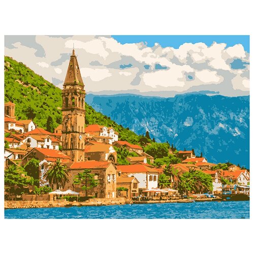 фото Lori набор для раскрашивания по номерам (на картоне) 40 х 30 см черногория ркн/ф-299 1 шт.