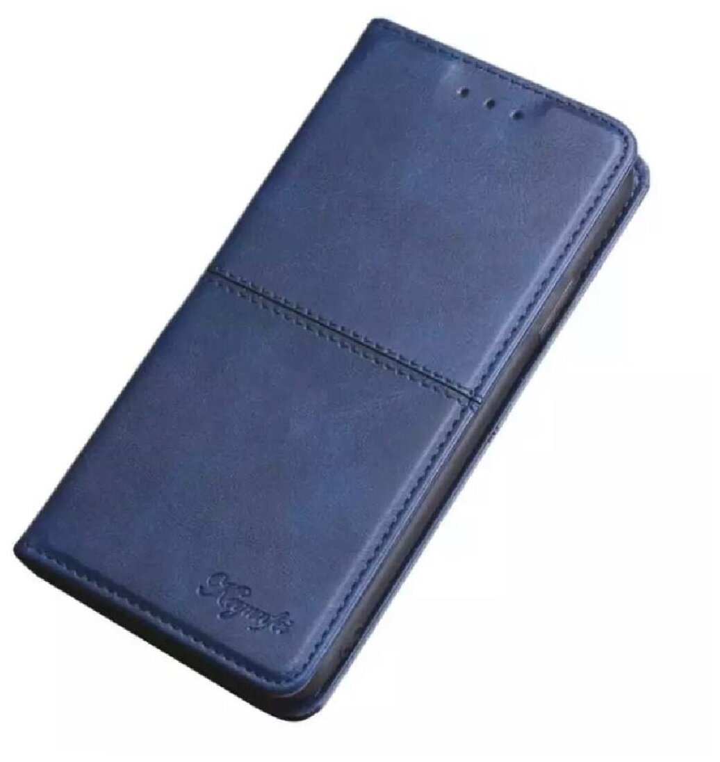 Чехол-книжка MyPads Cuciture Eleganti для Samsung Galaxy S8 SM-G9500 из эко-кожи с прострочкой Ретро синий с магнитной крышкой