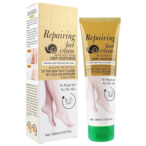 Aichun Beauty, Крем для пяток Repairing Avocado Snail Увлажняющий, Восстанавливающий для потрескавшейся кожи, 100 мл
