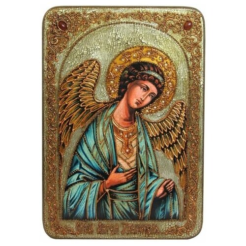 Большая подарочная икона Ангел Хранитель на мореном дубе 42*29см 999-RTI-791m