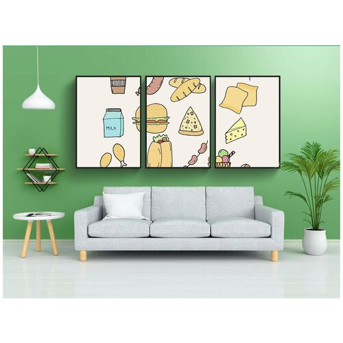 фото Набор модулных постеров для интерьера "ужин, еда, перекус" 60x90 см. в тубусе, без рамки lotsprints