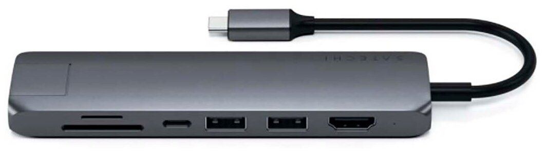 Док-станция Satechi Type-C Slim Multiport with Ethernet Adapter (2xUSB 3.0, USB Type-C, HDMI, RJ-45, SD, micro-SD), Серый ST-UCSMA3M